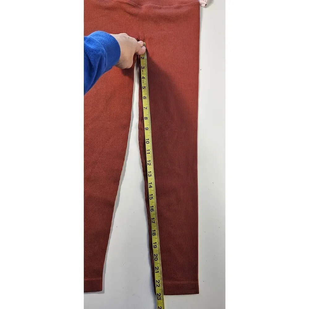 NWT Victoria's Secret XS orange seamless high rise 7/8 length tights stretch